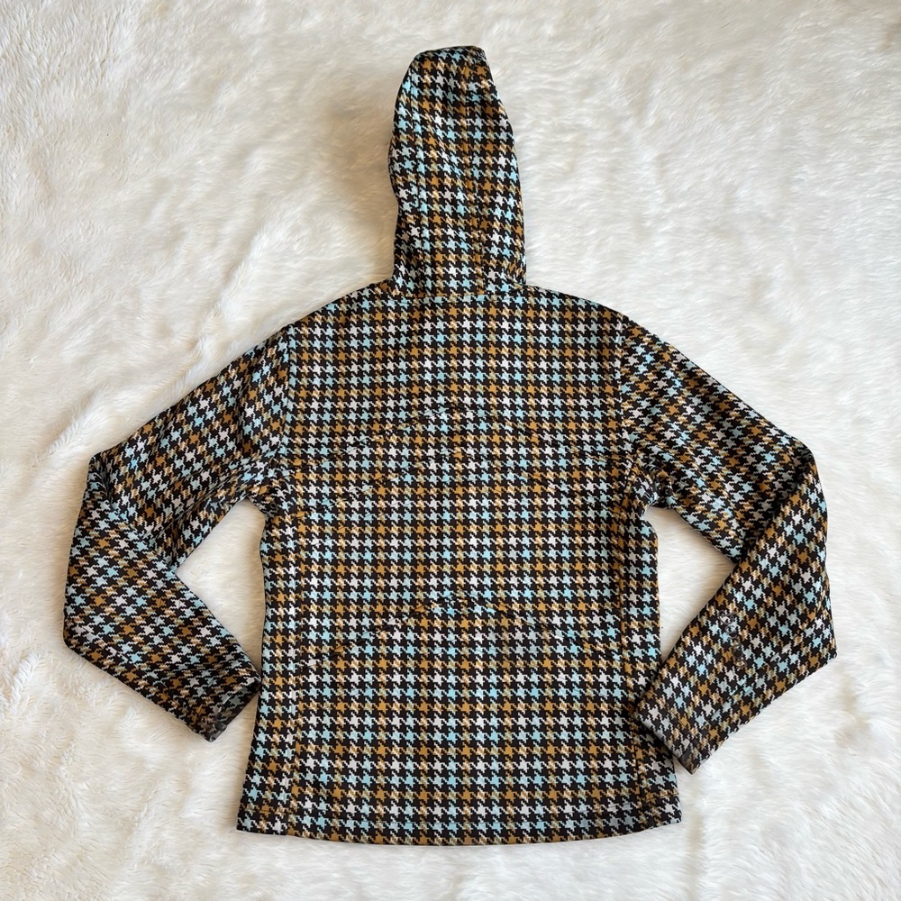 Burton Houndstooth Brown & Teal Full Zip Fleece Lined Jacket Womens Small - Picture 8 of 10